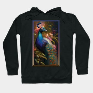 Peacock Vibrant Tropical Flower Tall Digital Oil Painting Portrait Hoodie